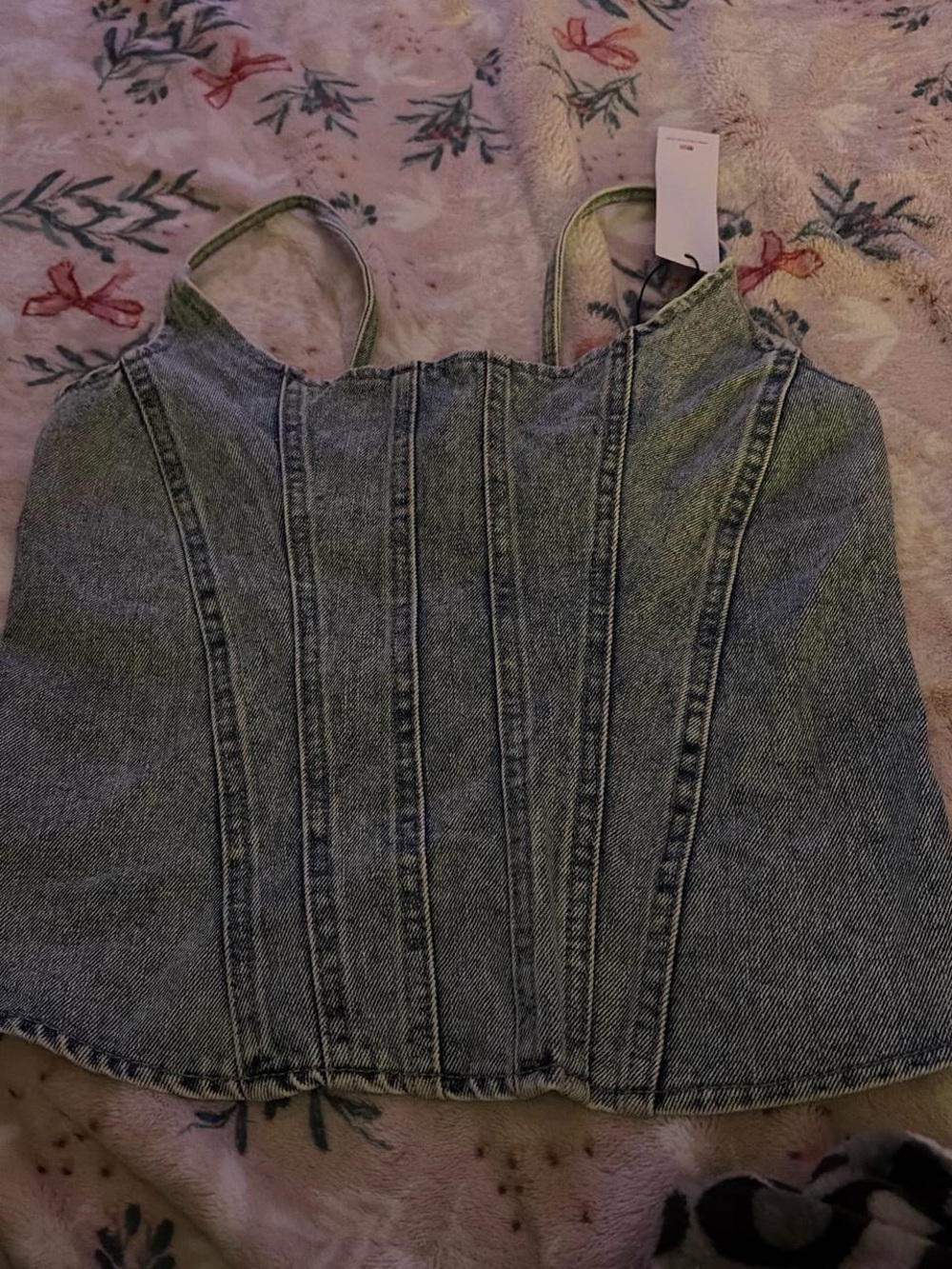 Vigoss Light Wash Denim Corset Crop Top
